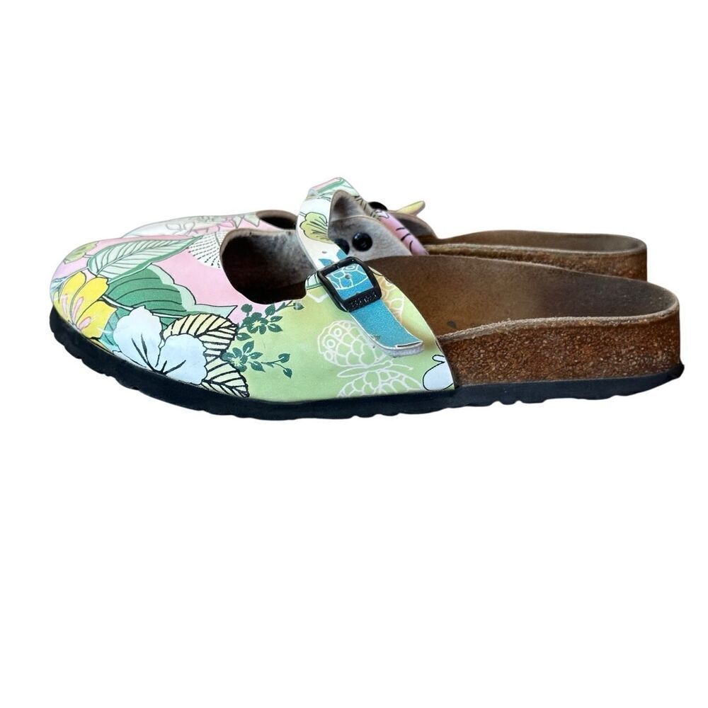 Birkenstock Floral Mary Jane Mules in Pink, Green, Yellow - Picture 5 of 10